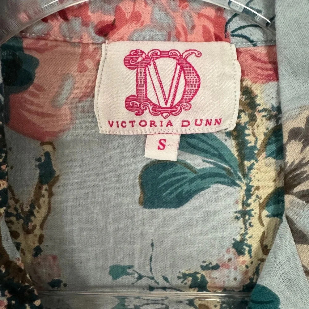 Lot of 2 Victoria Dunn Women's Cotton Sleep Shirt‎ Tropical Floral Print S